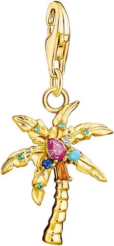 THOMAS SABO Charm-Anhänger Bunte Palme - Clasp Charms für Damen, aus hochwertigem 925er Sterlingsilber mit 750er Gelbgold-Vergoldung und lebendigen Steinen, ideal für individuelle Schmuckkreationen.