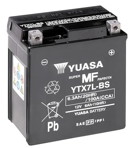YUASA YTX7L-BS Powersports AGM Motorrad Batterie, wartungsfrei