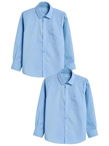 NEXT Jungen Langärmelige Hemden 2er Pack Regular Blau 14 Jahre - Hemden für Jungen - 2er Pack in stilvollem Blau, ideal für Schule und Freizeit, aus hochwertiger Baumwolle für optimalen Tragekomfort.