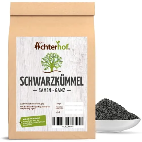 Schwarzkümmel Samen ganz 1000g | pfeffrig, rauchiger Geschmack mit kernigem Röstaroma | ideal für indische, vegetarische & vegane Küche | vom Achterhof
