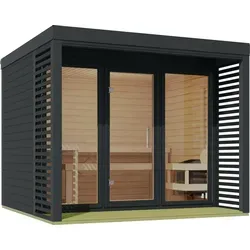 Karibu Saunahaus Angelus XL mit Anbau und Saunaofen von Karibu