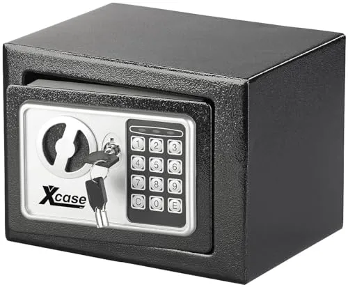 Xcase Mini Safe: Stahlsafe mit digitalem Code-Schloss und 2 Tresor-Schlüsseln, 5 Liter (Geld Safe)