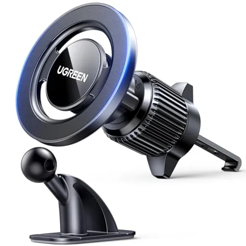 UGREEN Handyhalterung Auto für MagSafe [2 in 1] mit 20*N52 Starker Magnet, Magsafe Autohalterung für Armaturenbrett & Lüftung Kompatibel mit iPhone 17 16 15 14 13 12 Pro Max, MagSafe Hülle