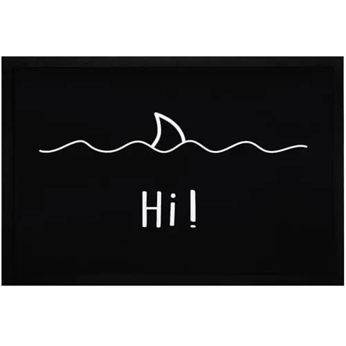 Moonworks® Fußmatte Hi Hai-Fisch Flosse - Lustige Fußmatte mit ironischem Spruch 'Hi!' und Haifischflosse, rutschfest und waschbar – ideal für drinnen und draußen, sorgt für einen coolen Blickfang!