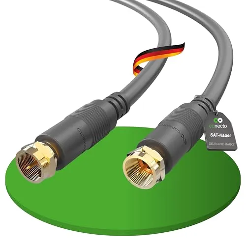 conecto Antennenkabel SAT Kabel Koaxialkabel Satellitenkabel TV 0,50m doppelt geschirmt F-Stecker, für HDTV, Receiver, Satellit, Internet, DAB, Radio, schwarz