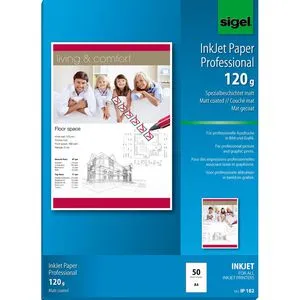 Sigel Inkjet-Papier IP 182 Professional, A4, 120 g/m², einseitig matt, 50 Blatt