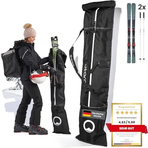 Otaro Skitasche für 2 Paar Ski & Skistöcke – Längenverstellbar und Wasserabweisend - Robuste Skitasche für 2 Paar Ski und Stöcke, flexibel bis 190 cm. Mit langlebigem Gewebe, wasserabweisend und extra großen Reißverschlüssen. Ideal für den sicheren Transport und Schutz deiner Ausrüstung.