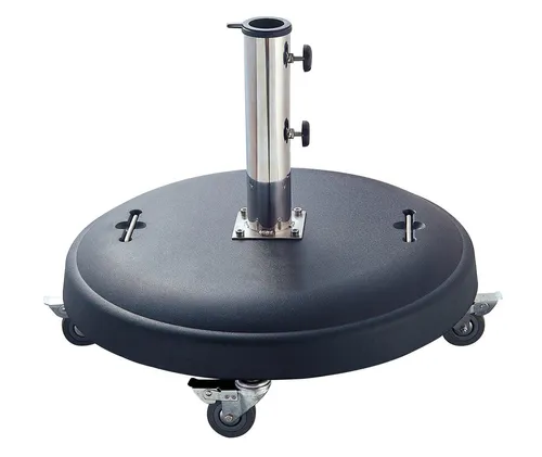 DEGAMO Schirmständer 50kg rund mit Rollen - Sonnenschirm-Zubehör, stabiler XL-Schirmständer aus witterungsbeständigem Polymerbeton, ideal für den Garten und mit hoher Bruchfestigkeit.