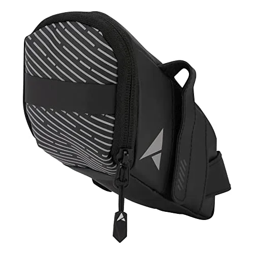 Altura Unisex Nightvision Reflektierende Satteltasche, Schwarz, Größe M, 0,6 l - Fahrradtaschen mit reflektierenden Details für optimale Sichtbarkeit bei Nacht, inklusive robuster Neopren-Innentasche und LED-Lichtschleife für zusätzliche Sicherheit.