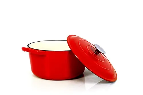 Gusseisen Koch- Schmortopf mit Deckel rot