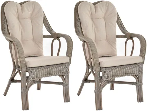 Krines Home Loungesessel Set 2er Rattan Harrison in grau von Krines Home
