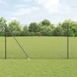 vidaXL Zaun mit Pfosten Grau 1.6 x 25 m aus Stahl - Gartenzäune: Robuster, wetterbeständiger Zaun aus UV-beständigem Stahl, ideal für sichere und stilvolle Außenbereiche. Korrosionsbeständig und einfach zu montieren, bietet er Schutz für Haustiere und Kinder.