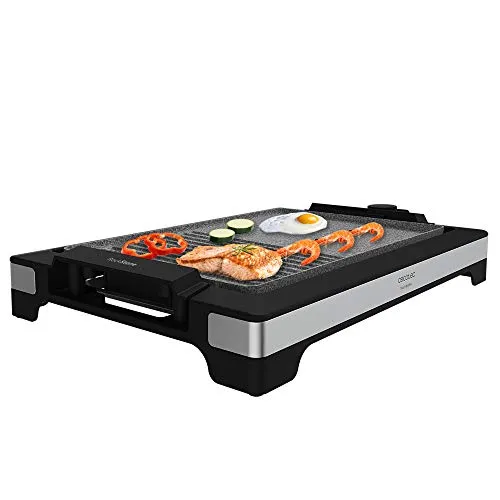 Cecotec Elektrische Grillplatte Tasty Grill 2000 InoxStone - 2000 W Elektrogrill mit Antihaftbeschichtung, ideal für gesundes Kochen ohne Fette und einfache Reinigung