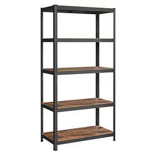 SONGMICS Standregal Küchenregale – 5 Ablagen, verstellbar und robust - Werkstatteinrichtung mit 5 verstellbaren Ablagen, ideal für die optimale Nutzung von Platz in Küche oder Werkstatt. Stabiles Stahlregal in Vintagebraun-Schwarz.