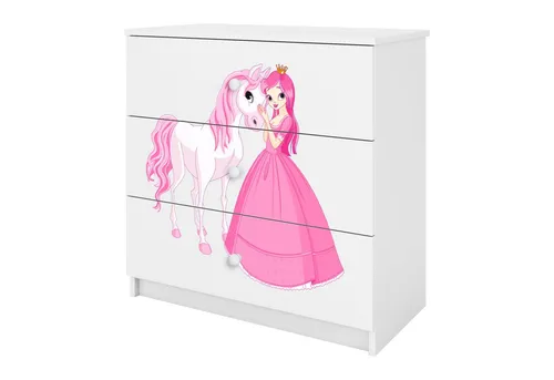 Raumhirsch BABYDREAMS Kinderkommode Prinzessin Pferd - Praktische Kinderkommode mit 3 geräumigen Schubladen in Weiß, ideal für das Kinderzimmer. Hochwertige Verarbeitung mit robustem Material sorgt für Langlebigkeit und ein stilvolles Ambiente.