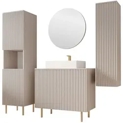 MIRJAN24 Badmöbel-Set Nubia V - Elegantes Badezimmer-Set mit Spiegel und modernem Design, inklusive praktischen Siphon und Waschbeckenoption. Perfekt für stilvolle Badezimmer.