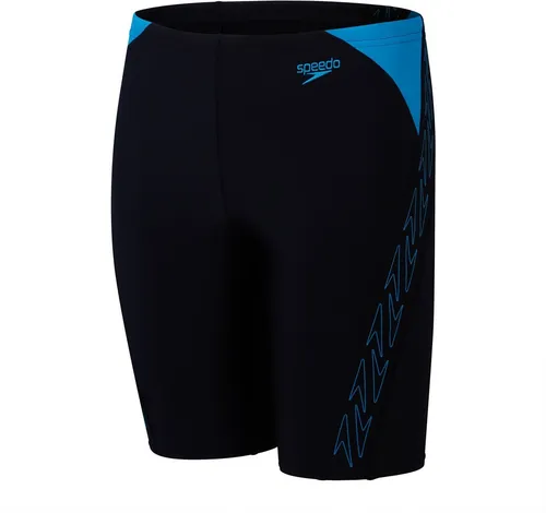 Speedo HYPERBOOM SPL JAM Badehose JM Black/Blu 128 - Moderne Bademode in Schwarz und Blau, Größe 128, aus recyceltem Polyamid und elastischem Material für optimalen Tragekomfort und Langlebigkeit.