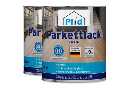Parkettlack 1,5L Farblos Satin - Schnelltrocknend für Holz - Lacke, ideal für ca. 18m² Parkettflächen, schnelltrocknend und mit seidenglänzendem Finish für einen perfekten Schutz.