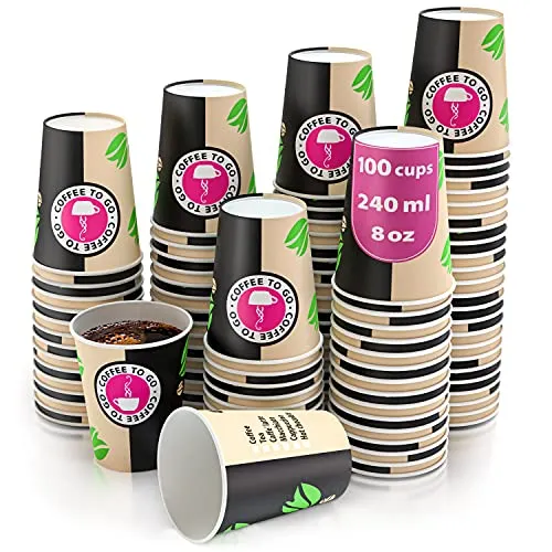 CupCup 100 Pappbecher 240ml 8 Oz Coffee to Go von CupCup
