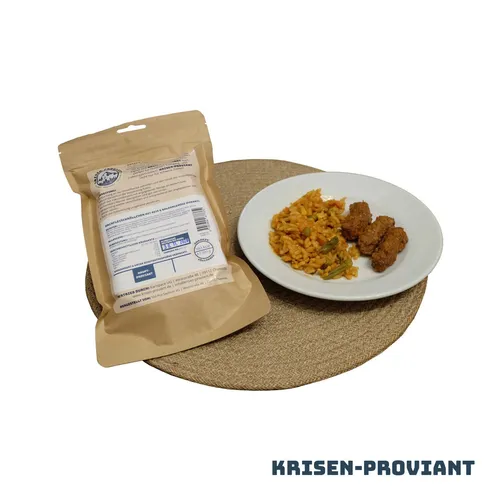 Krisen-Proviant - Hackfleischröllchen m. Reis & Balkangemüse Notvorrat/Notration