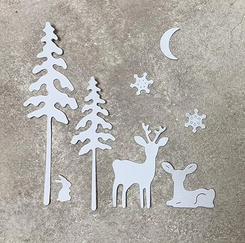 Stanzschablone Cutting dies xmas Zauber Winterwald klein, 6 Stk., bis 3x9,5 cm