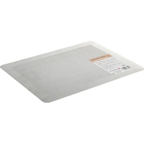 De Buyer Backblech FORATA ALLUMI 1,5MM 40X30cm - Mikroperforiertes Backblech aus unbeschichtetem Aluminium, ideal für gleichmäßiges Backen und knusprige Ergebnisse. Temperaturbeständig von -70°C bis +340°C, perfekt für kleine Backwaren und kalte Zubereitungen.