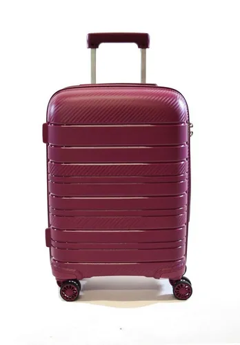 Zimmert Leather Trolley SCROLL-LIGHT bruchsicheres Polypropylen, 4 Rollen, 4 Rollen S 55 M 66 L 75 cm, 4 Rollen, Grau, Rot, Lila Blau, Schwarz