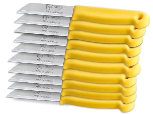 InstrumenteNrw Gemüsemesser aus Solingen Schälmesser Set 10er Küchenmesserset Made in Germany Obstmesser Gelb mit Scharfem und Präzisem Schnitt Allzweckmesser zum Schneiden von Obst und Gemüse (Kurz)