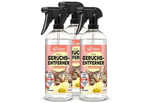 bio-chem Geruchsentferner Enzymreiniger für Katzenurin 750 ml - Geruchsentferner für Katzenurin, beseitigt unangenehme Gerüche nachhaltig mit innovativer Enzym-Formel und angenehmem Lavendelduft – ideal für ein hygienisches Zuhause.