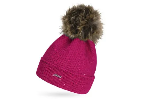 Neverless Bommelmütze Damen Strick-Mütze mit Fellbommel und Innenfutter Fleece Kunstfell