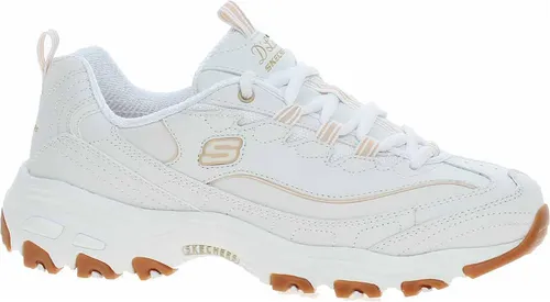 Skechers D'Lites 149807 - Weiße Turnschuhe für Damen - Sneaker mit dämpfendem Skechers Air-Cooled Memory Foam Fußbett, modernem Design und flexibler Gummilaufsohle für optimalen Tragekomfort und Stil.