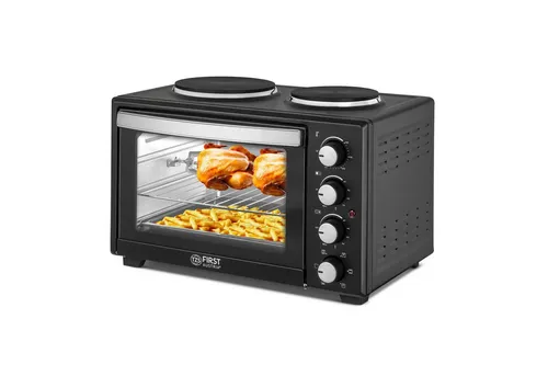 TZS First Austria Mini-Backofen mit Kochplatten - 30L, 3200W, Umluft - Minibacköfen für Camping & Kleinküchen: Der TZS Mini-Backofen bietet 30L Kapazität, Umluftfunktion und gleichzeitig nutzbare Kochplatten für platzsparendes Kochen, Backen & Grillen.