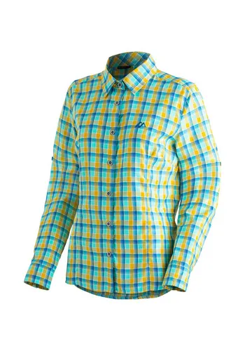 Maier Sports Women's Nanni Bluse Gr 50 - Bunt - Sportliche Outdoorbluse mit Karo-Muster, ideal für Reisen, Trekking und Wandern. Hergestellt aus 85% Polyester und 15% Viskose für optimalen Tragekomfort.