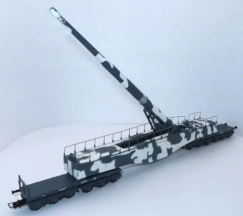 Rivarossi HR S 6640 H0 Eisenbahngeschütz Krupp K5 Wintertarn - Fahrzeuge für Modelleisenbahnen, limitiertes Modell im Wintertarn-Design für Sammler und Eisenbahn-Enthusiasten