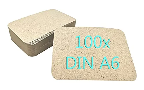 DIN A6 Postkarten Karteikarten Set Blanko zum Selbstgestalten Wahlweise mit Umschlägen und runden Ecken (Graspapier 280g/m², 100 Karten ohne Umschläge)