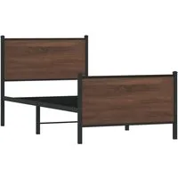 vidaXL Metallbett 75x190 cm in Braun Eichen-Optik - Robustes Metallbettgestell mit elegantem Design, inklusive Lattenrost und zusätzlichem Stauraum für eine optimale Raumnutzung im Schlafzimmer.