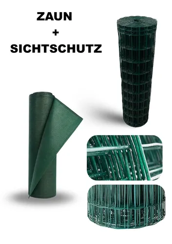 Maschendrahtzaun mit Sichtschutz 25m - Flexibel und Langlebig - Gartenzäune mit 60x60mm Maschenweite und 85% Sichtschutz. Ideal für Grundstücke, wetterfest und einfach zu montieren.