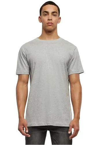 Build Your Brand Herren T-Shirt Basic Round Neck, Basic Männer T-Shirt mit Rundhalsausschnitt, Baumwolle, Regular Fit, Heather Grey, L