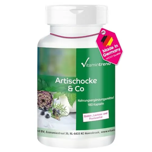 Vitamintrend Artischocke & Co, 180 Kapseln, mit Artischocken-Extrakt, Brennnessel-Extrakt und Wacholderbeeren, Nahrungsergänzungsmittel vegan ohne Magnesiumstearat, in Deutschland hergestellt