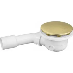 Ablaufgarnitur Siphon Dusche Badewanne Gold gebürstet 90mm - Duschrinnen & Abläufe, elegantes Design in Gold gebürstet für ein stilvolles Badezimmer und optimale Wasserableitung.