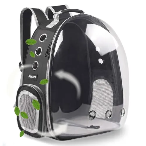 BEIKOTT Katzenrucksack Tragetasche, Hunderucksack, Haustier-Bubble-Rucksack für kleine Katzen, Welpen, Hunde, Kaninchen, transparenter Kapsel-Rucksack für Reisen, Wandern und Outdoor