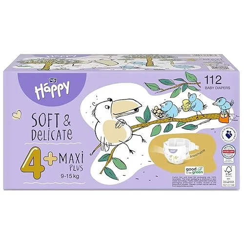 bella baby Happy Windeln soft & delicate Gr.4+ Maxi Plus 9-15 kg HAPPY BOX 112 Stück