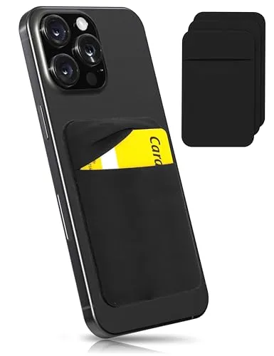MyGadget 3X 1 Fach Handy Kartenhalter zum aufkleben - RFID Blocking - Haftendes Kartenfach, Kartenhülle, Karten Halterung - Geldbörse Smartphone Etui Schwarz