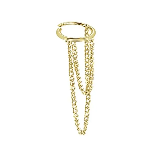 viva-adorno Segmentring Clicker Scharnier Ring Ketten Kettchen Anhänger Ohrpiercing Knorpel Helix Piercing Z571, gold 1,2x6mm