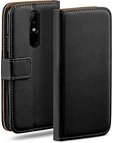 moex Book Case für Nokia 5.1 Handyhülle mit Kartenfach, Hülle klappbar 360 Grad Schutzhülle, Klapphülle Flip Case Cover, PU Leder Handytasche Lederhülle, Schwarz