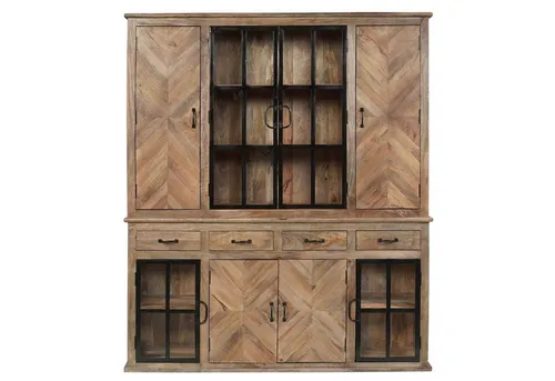 Baario Buffet Buffetschrank CHATEAU 180cm aus massivem Holz - Rustikaler Buffetschrank im Industrial Style aus edlem Mangoholz und Eisen. Bietet großzügigen Stauraum und setzt stilvolle Akzente in jedem Wohnraum.