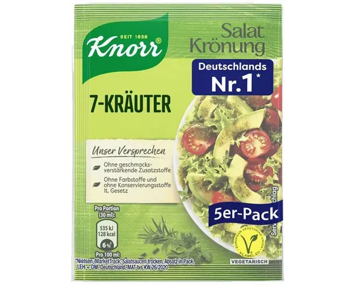 Knorr Saucen, Knorr Salatkrönung 7 Kräuter klarer Salatdressing 5x 8g 5er