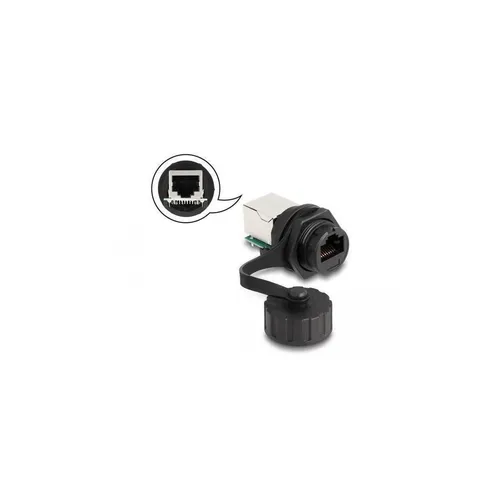 DELOCK RJ50 Buchsen-Kupplung für Panelmontage - Robuste RJ50 Kupplung von Delock, IP68 staub- und wasserdicht. Ideal zur Verlängerung von RJ50 Kabeln, schützt vor Umwelteinflüssen und ist perfekt für den Außenbereich geeignet.