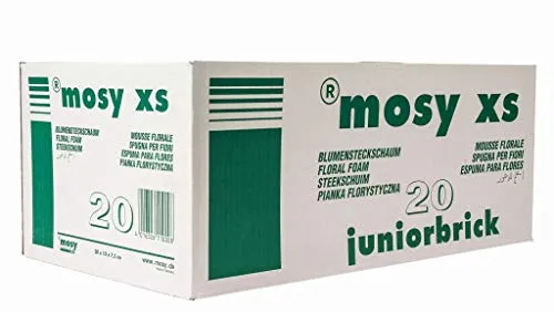 mosy Steckmasse Ziegel xs, 20x10x7,3 cm, 20 Stück, Nass-Steckschaum f. Frischblumen, Steckmoos, Blumen-Gestecke, Tisch-Deko, Hochzeit