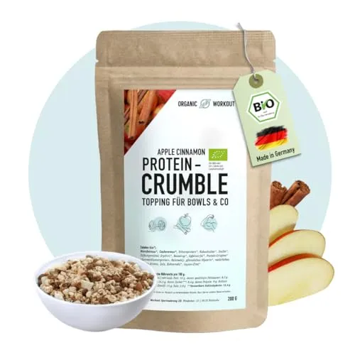 Apple Cinnamon Protein Crumble Topping – Knusprig – Vegan, Ohne Zuckerzusatz, mit Bio-Erythrit & Bio-Erbsenprotein – Perfekt für Bowls, Joghurt & Desserts